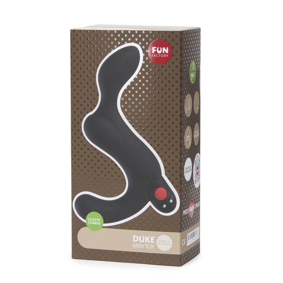 Masseur prostatique vibrant rechargeable Duke par Fun Factory - Packaging