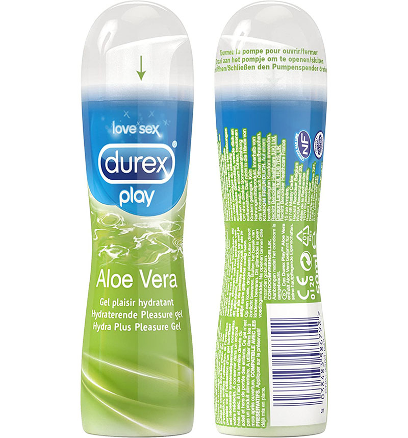 Durex Gel Lubrifiant Aloe Vera - Lubrifiant comestible à base d'eau hydratant - 50ml