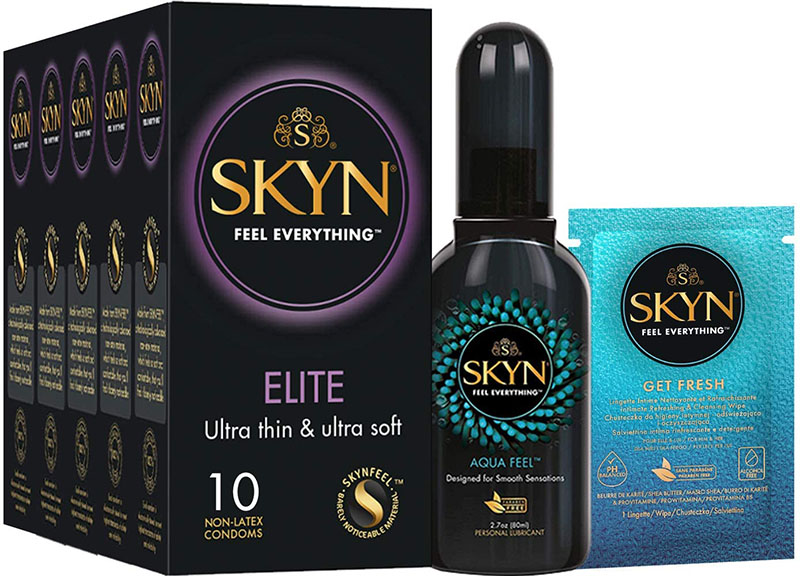 SKYN® Elite Preservatifs Sans Latex - Paquet de 5 x 10 Preservatifs et Gratuites 80ml Lubrifiant